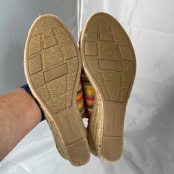 NATURALIZER Bibi Stripe Flower Appliqué Wedge Espadrilles Slingbacks Size 8 - Picture 7 of 11